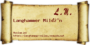 Langhammer Milán névjegykártya